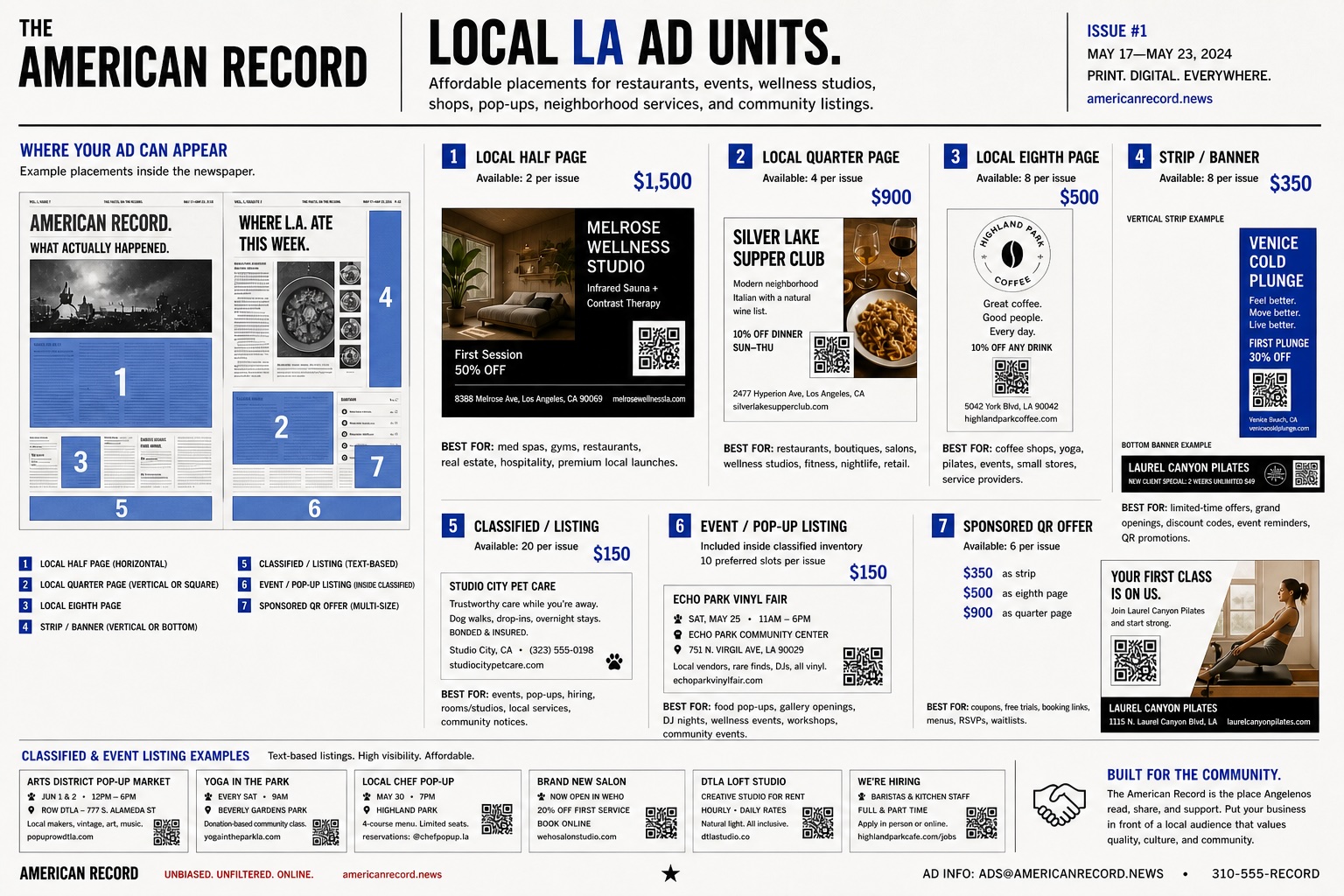 American Record Local LA ad unit examples